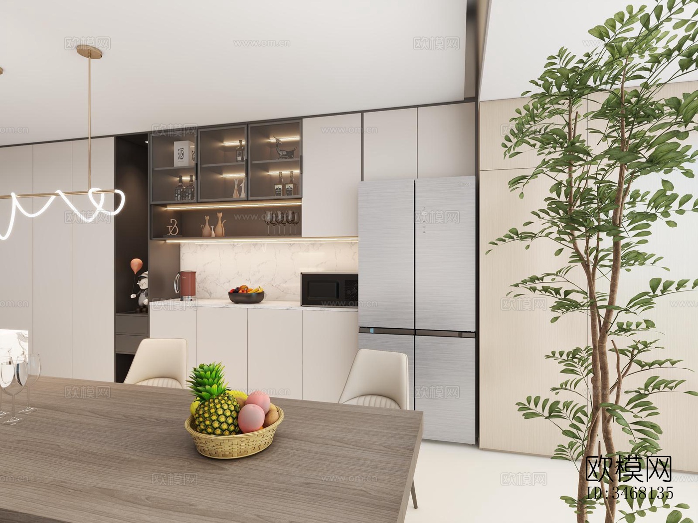 现代大平层效果图下载（渲染图6）