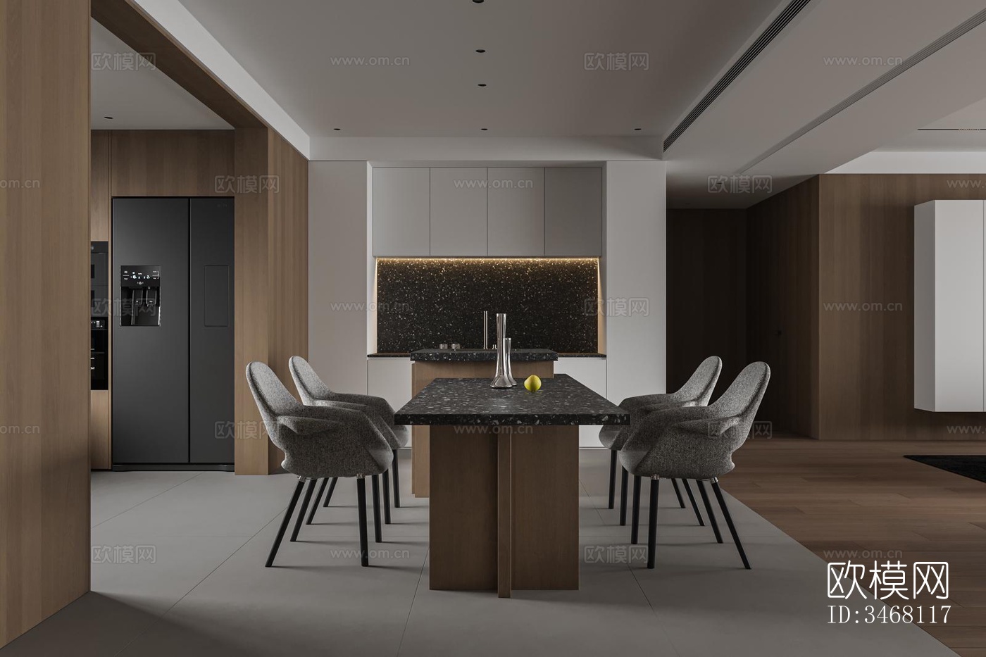 现代大平层效果图下载（渲染图4）