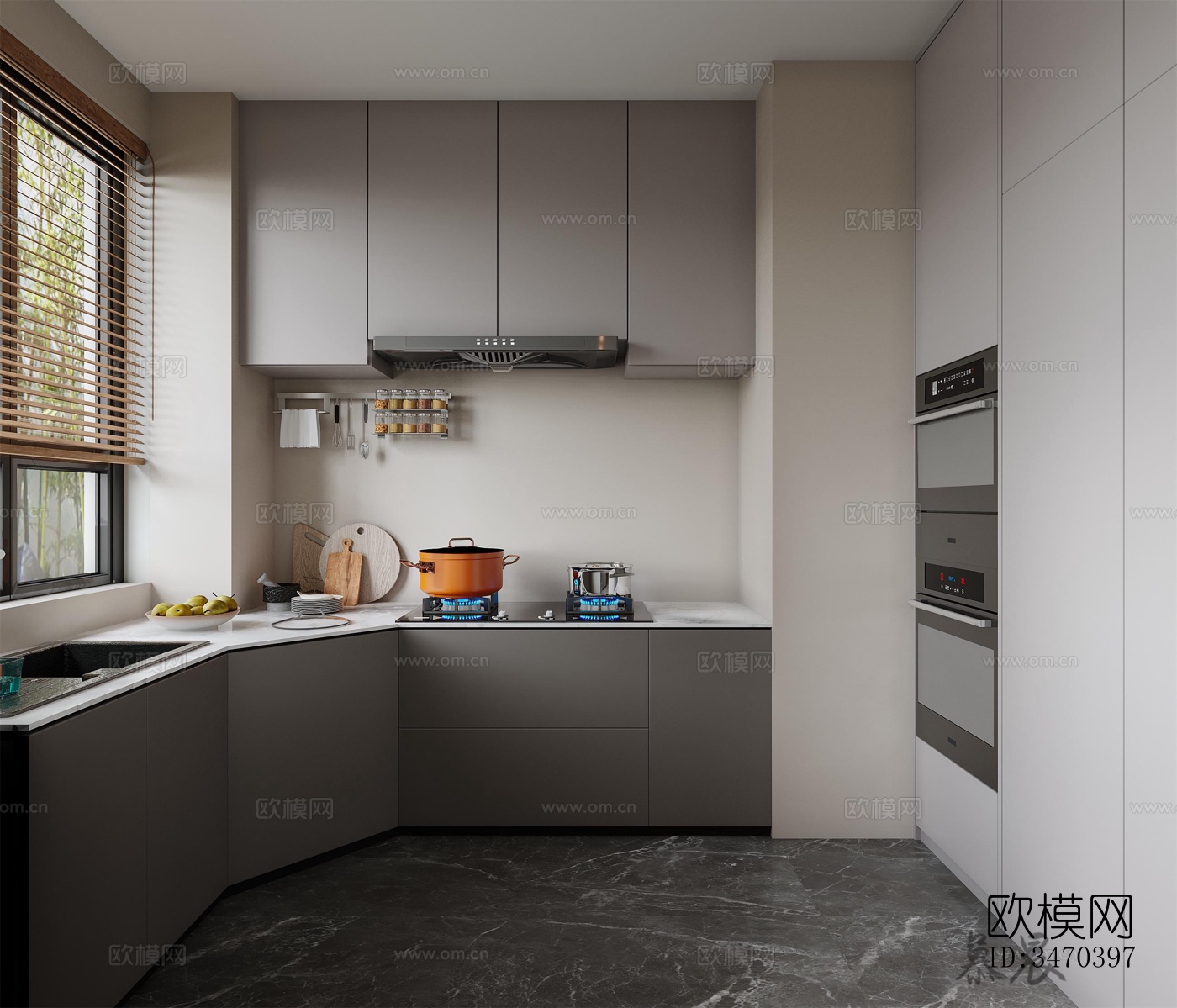 现代平层效果图下载（渲染图1）