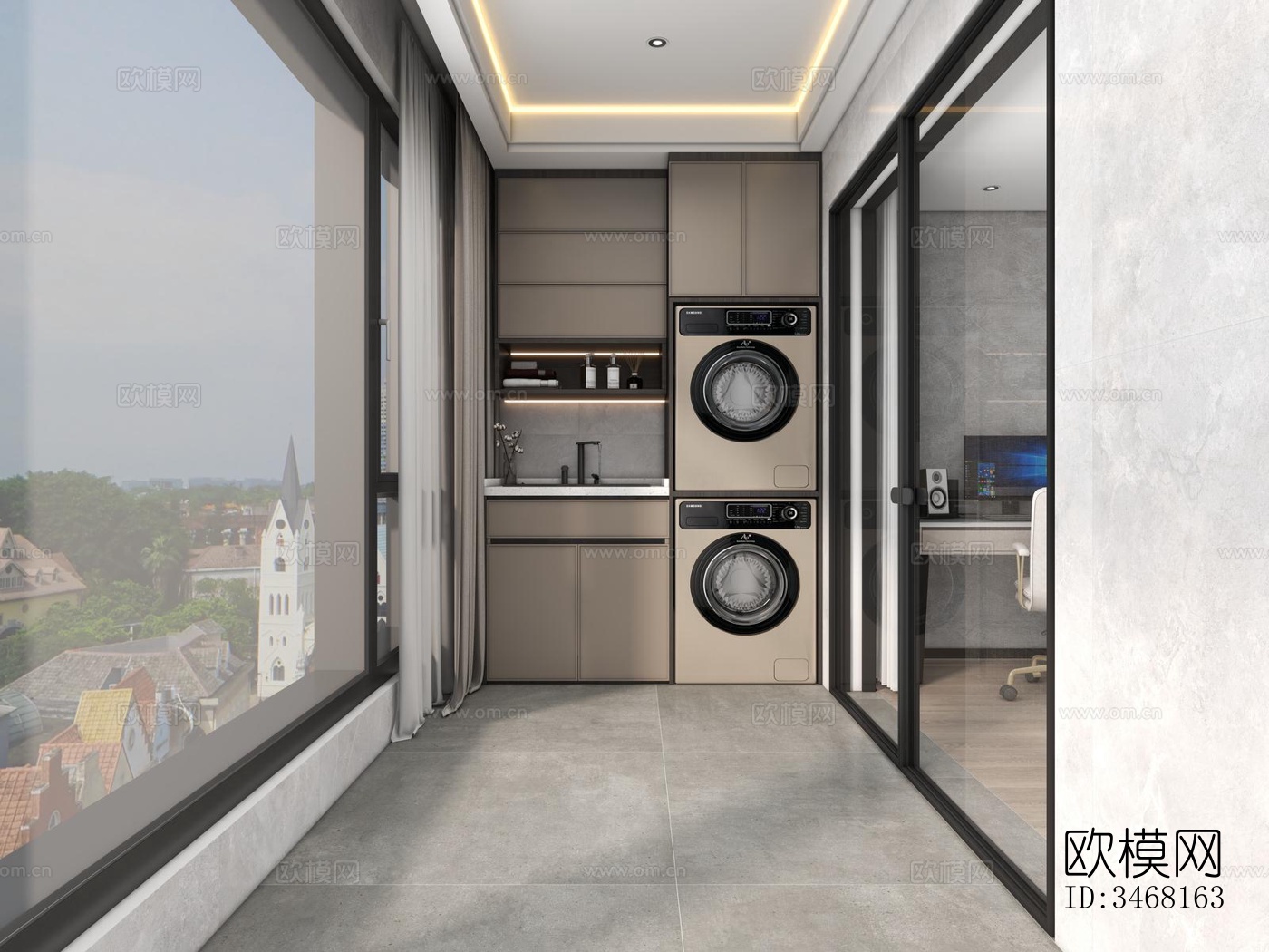 现代大平层效果图下载（渲染图15）