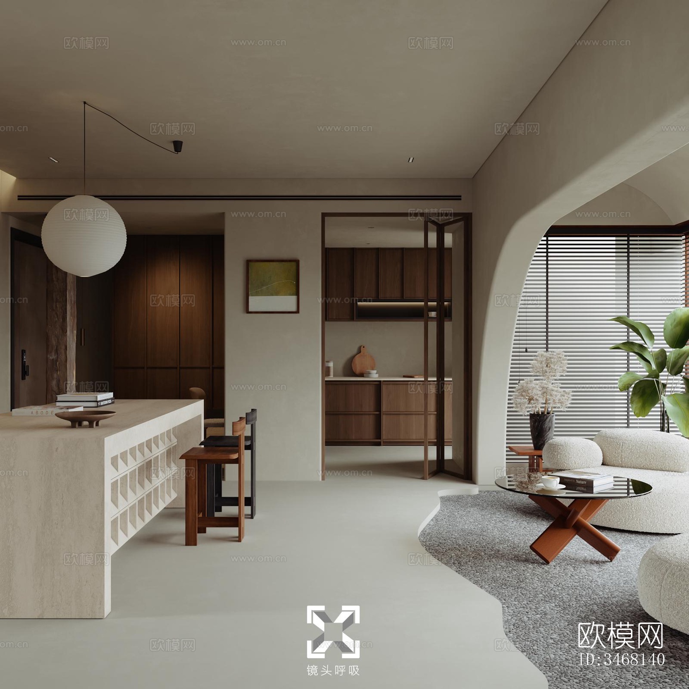 现代大平层效果图下载（渲染图9）