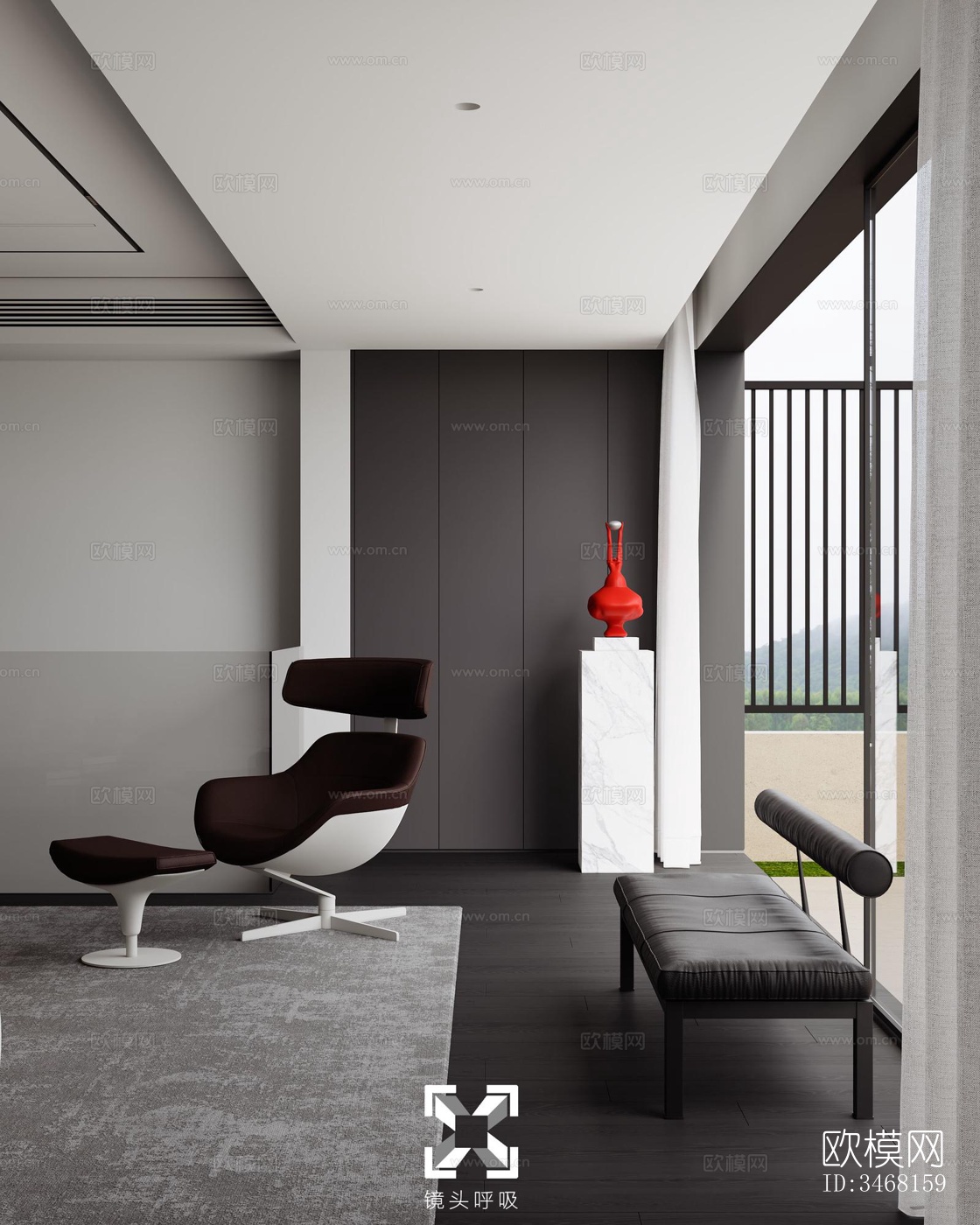 现代大平层效果图下载（渲染图4）