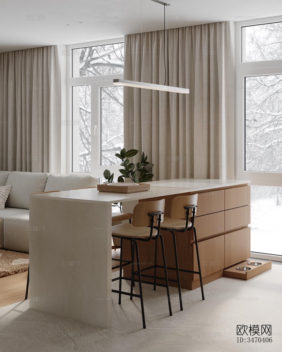 现代平层效果图下载（渲染图12）