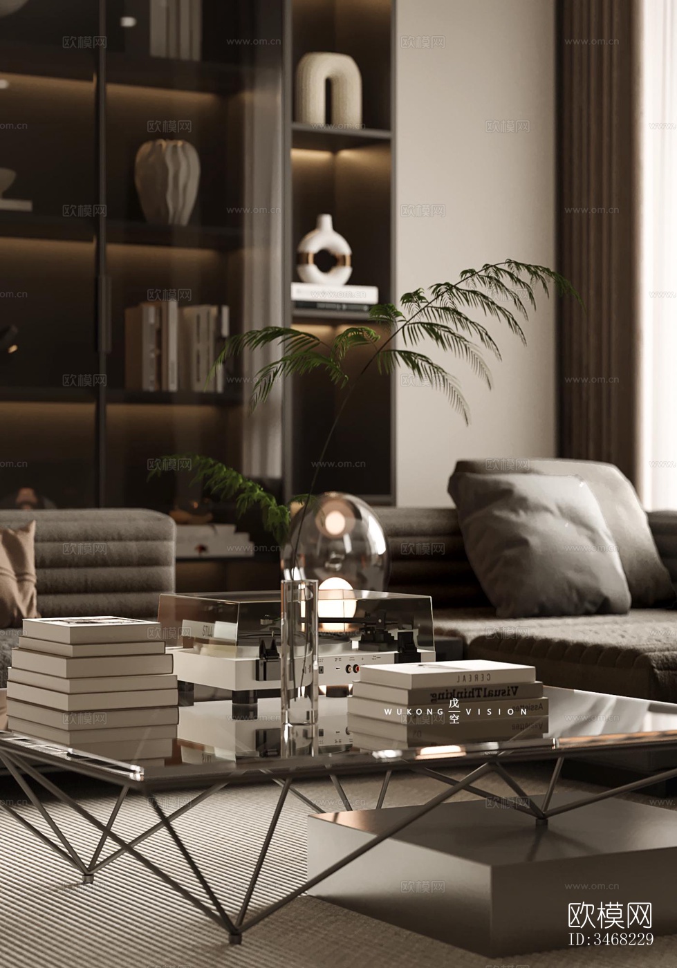 现代大平层效果图下载（渲染图7）