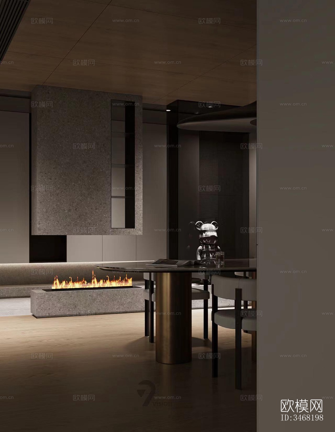 现代大平层效果图下载（渲染图2）