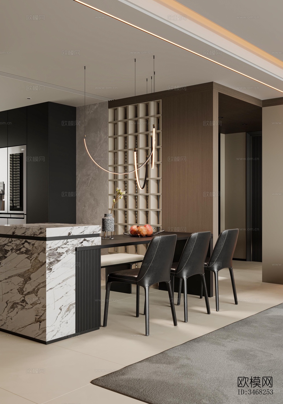 现代大平层效果图下载（渲染图18）