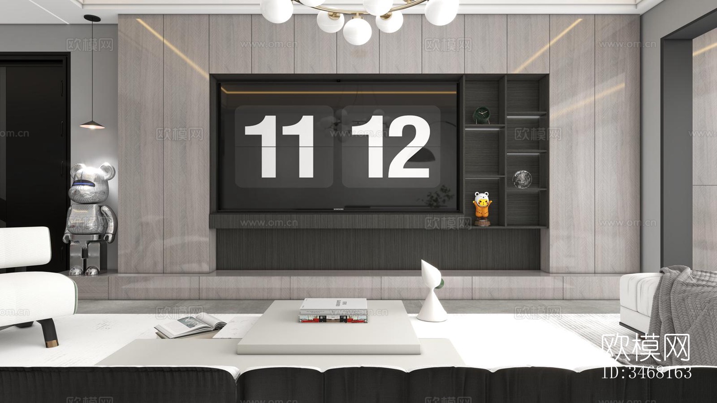 现代大平层效果图下载（渲染图10）