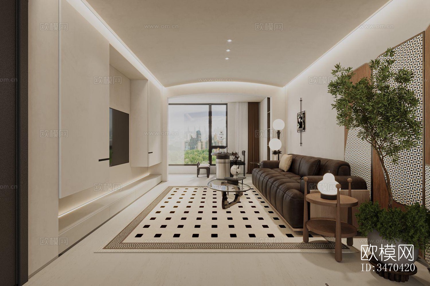 现代平层效果图下载（渲染图1）