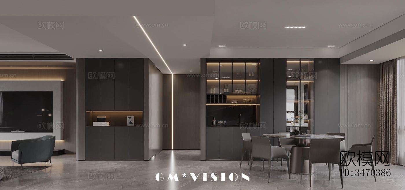 现代平层效果图下载（渲染图11）