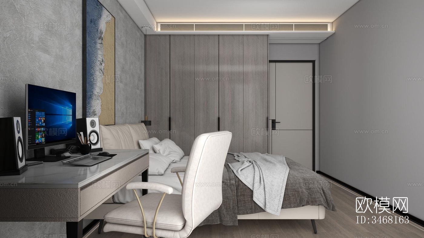 现代大平层效果图下载（渲染图6）