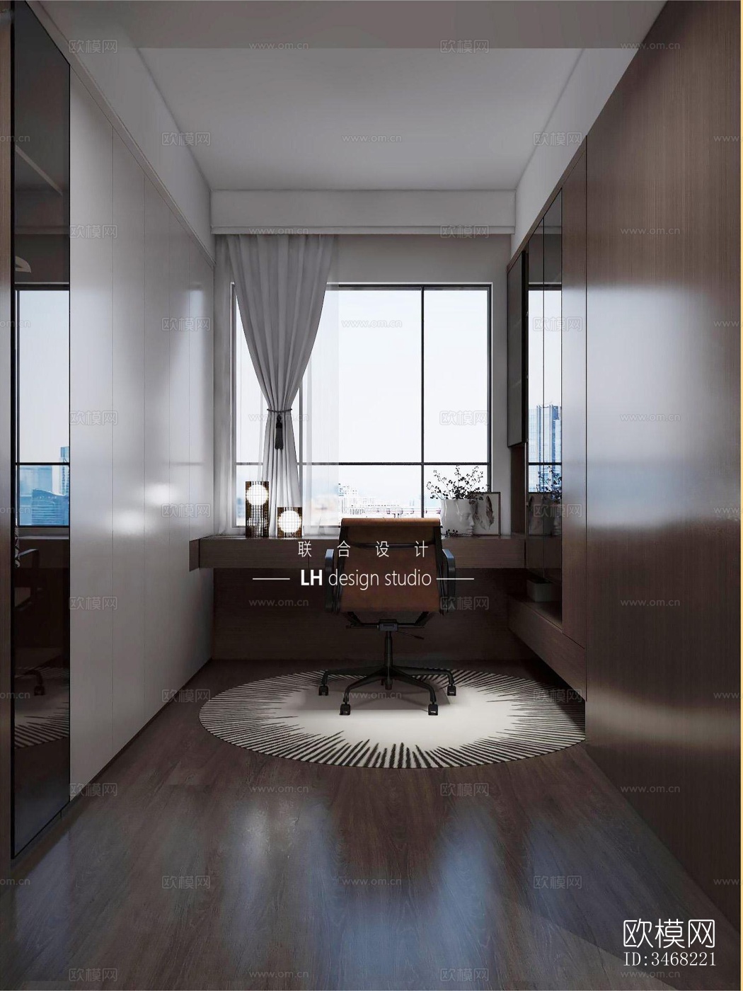 现代大平层效果图下载（渲染图3）