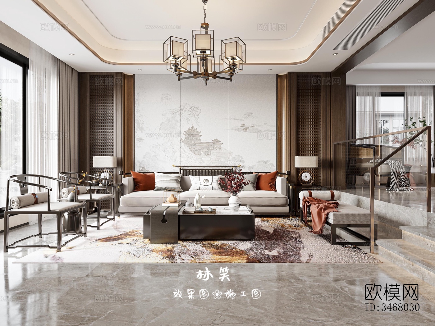 现代大平层效果图下载（渲染图5）