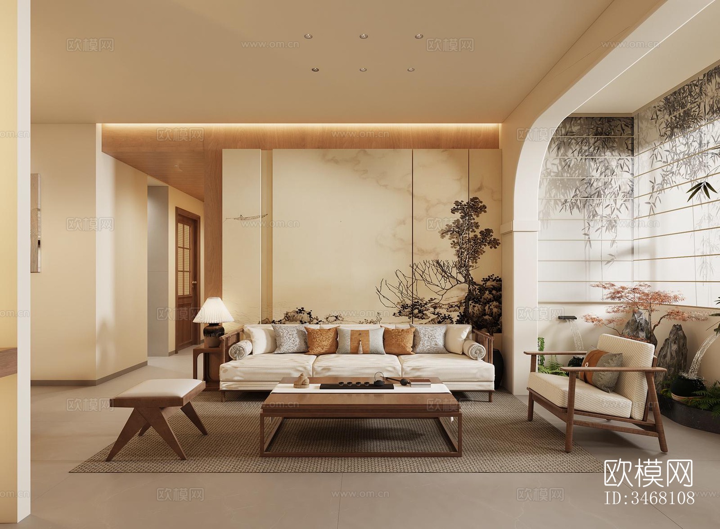 现代大平层效果图下载（渲染图13）