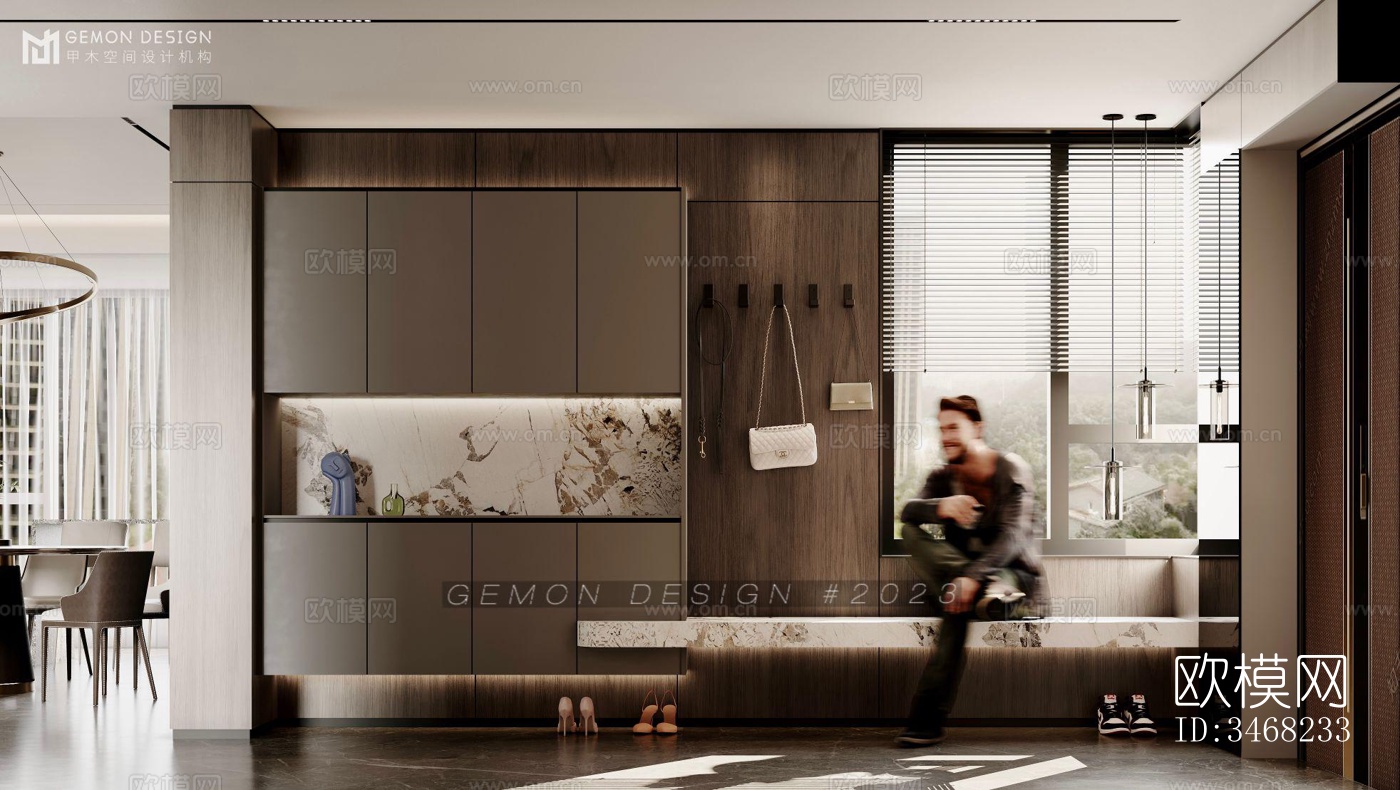 现代大平层效果图下载（渲染图3）