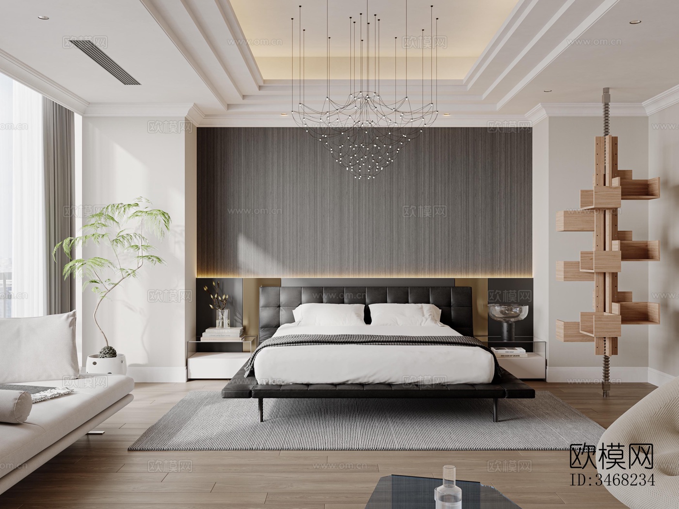 现代大平层效果图下载（渲染图2）