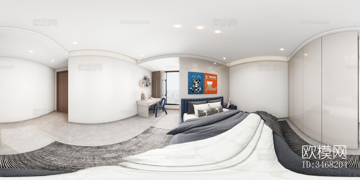 现代大平层效果图下载（渲染图5）