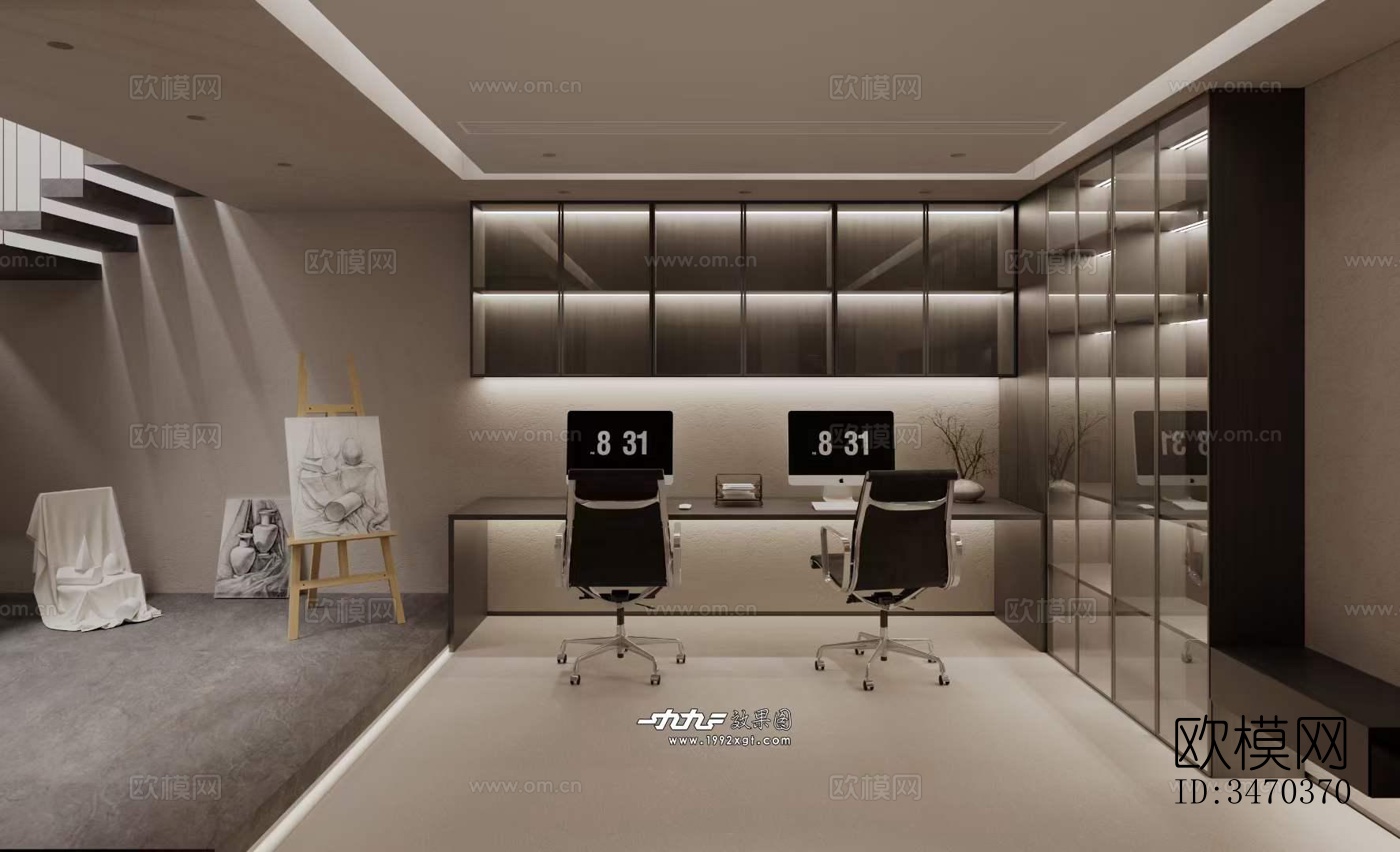 现代平层效果图下载（渲染图4）