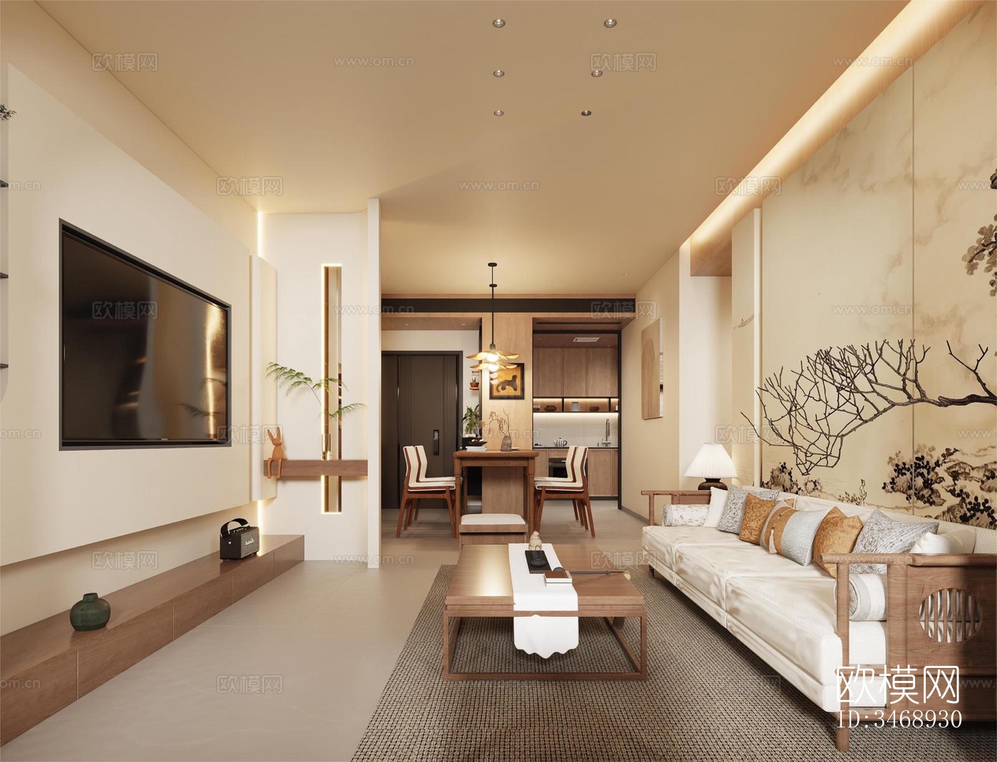 现代平层效果图下载（渲染图2）