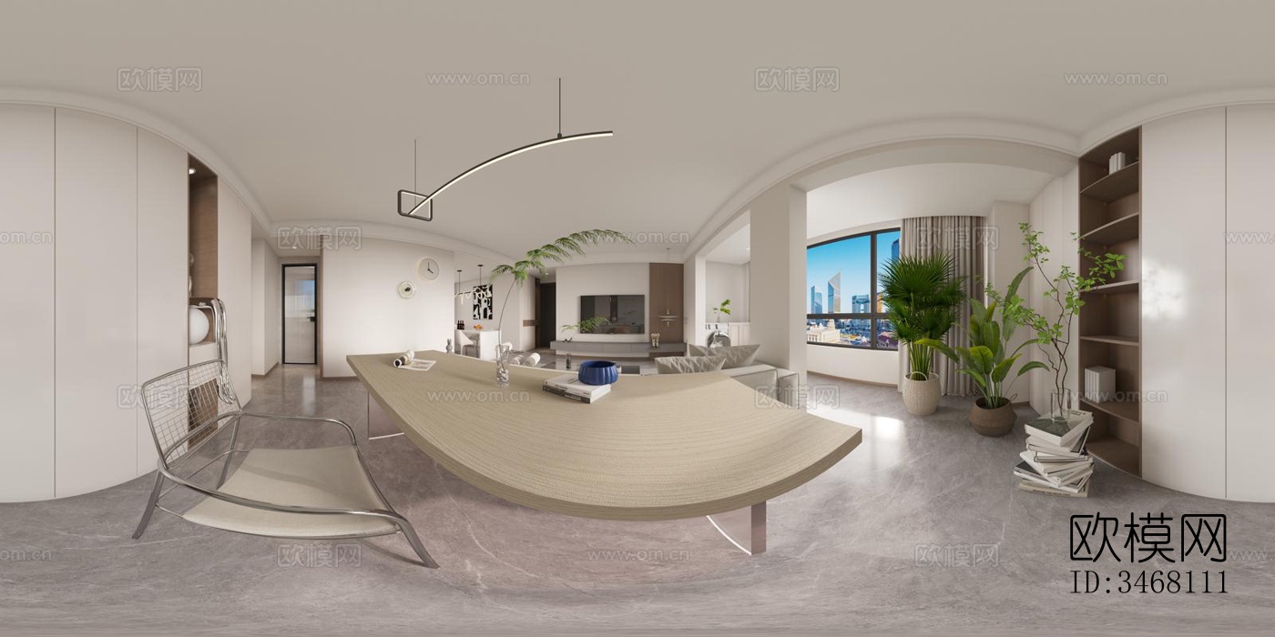 现代大平层效果图下载（渲染图5）