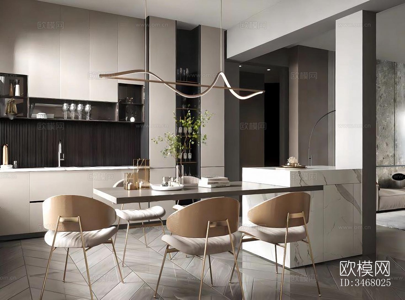 现代大平层效果图下载（渲染图5）