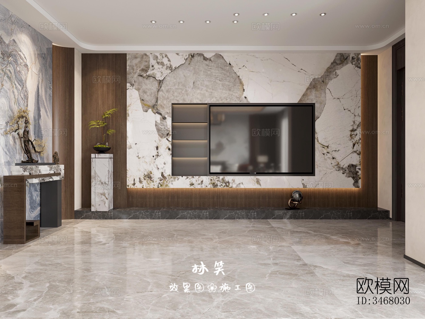 现代大平层效果图下载（渲染图2）