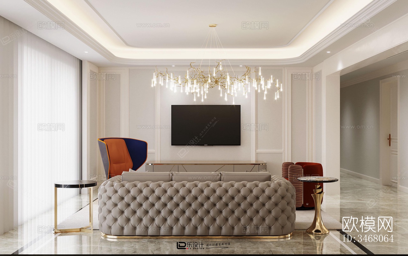 现代大平层效果图下载（渲染图5）