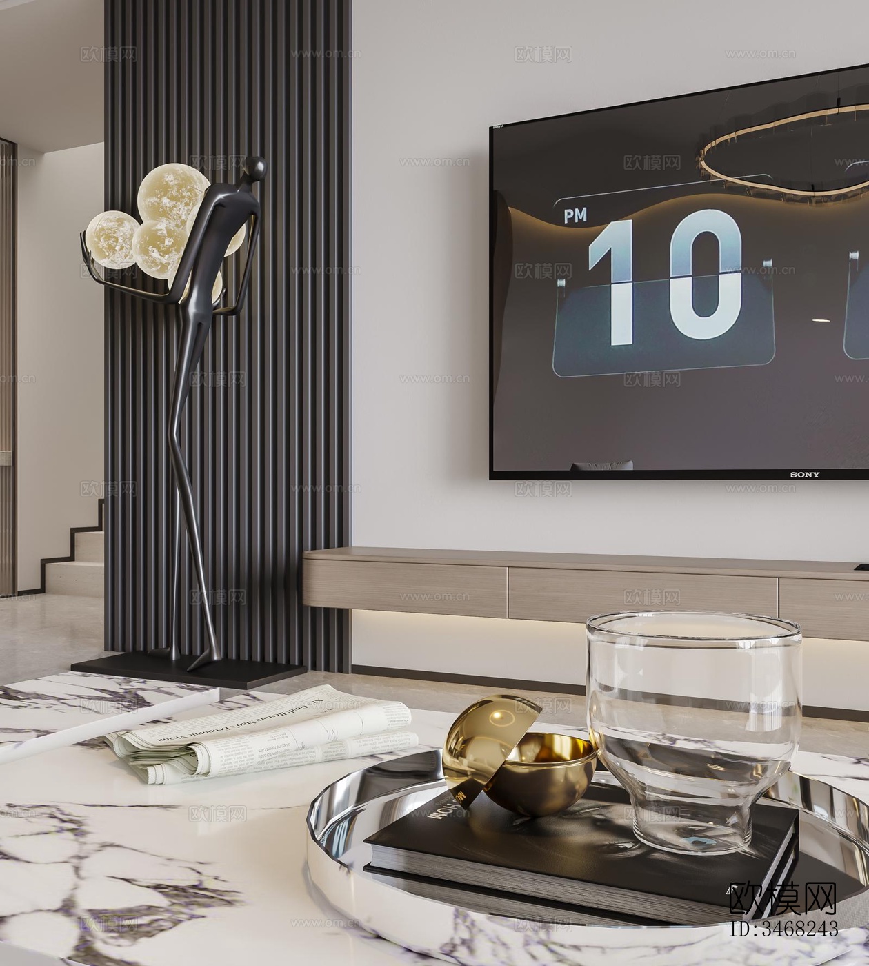 现代大平层效果图下载（渲染图11）