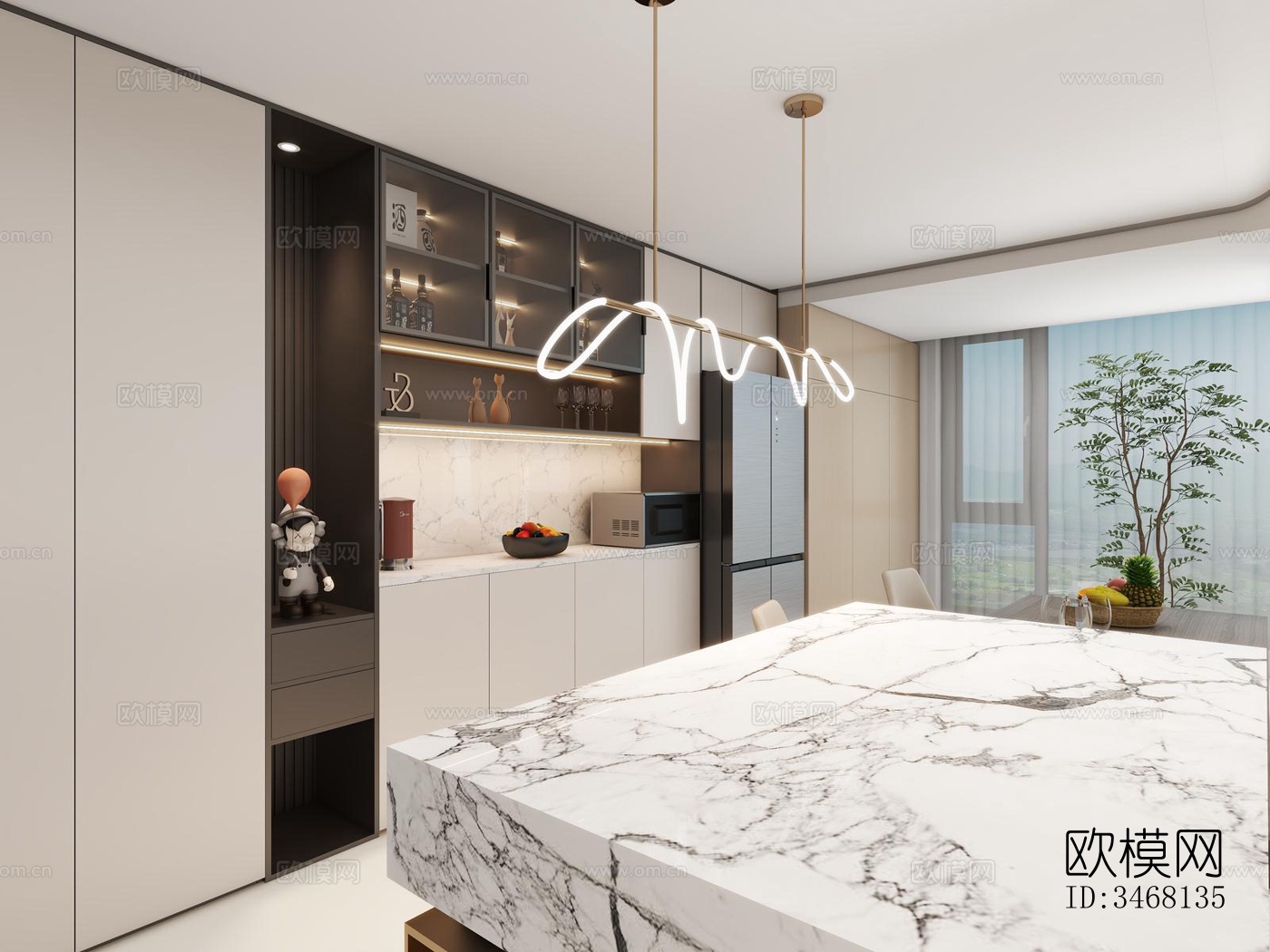 现代大平层效果图下载（渲染图8）