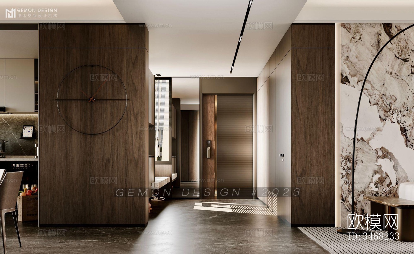 现代大平层效果图下载（渲染图1）