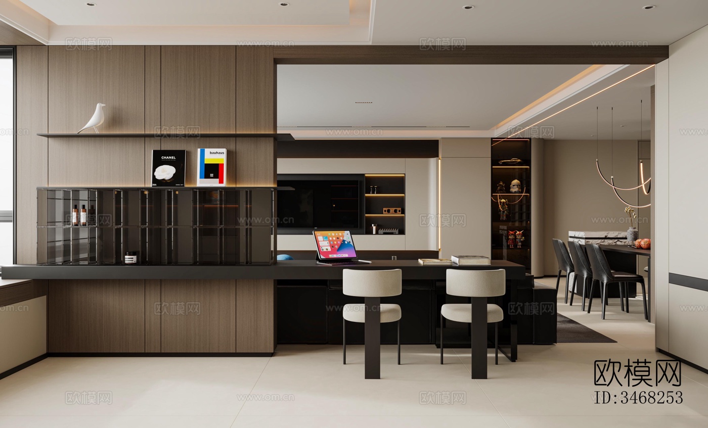 现代大平层效果图下载（渲染图20）