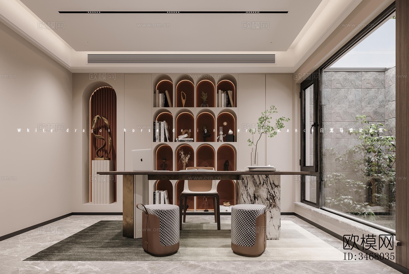 现代大平层效果图下载（渲染图2）