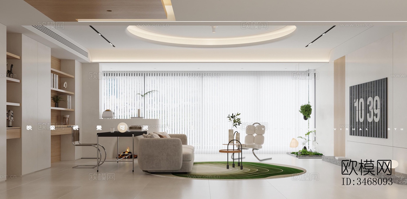 现代大平层效果图下载（渲染图1）