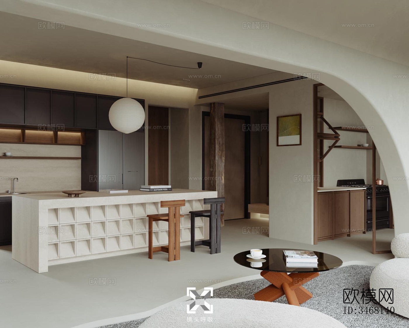 现代大平层效果图下载（渲染图10）