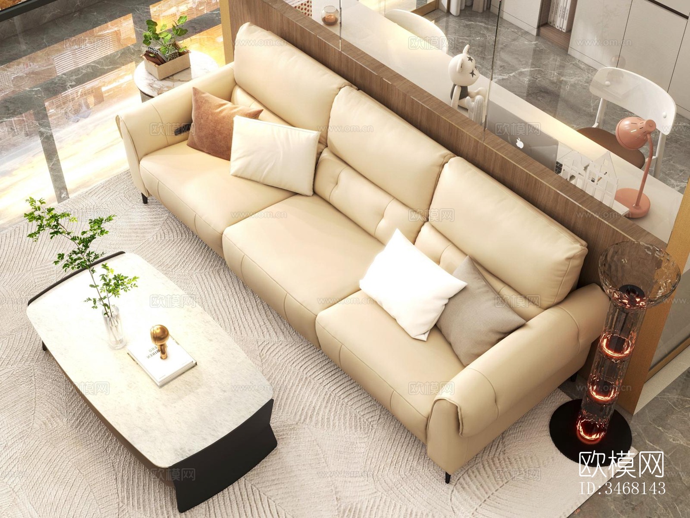 现代大平层效果图下载（渲染图11）