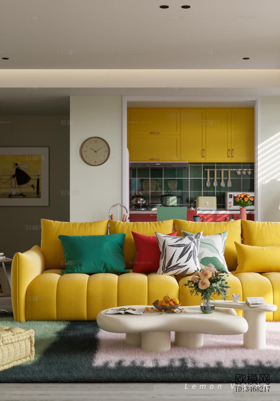 现代大平层效果图下载（渲染图8）