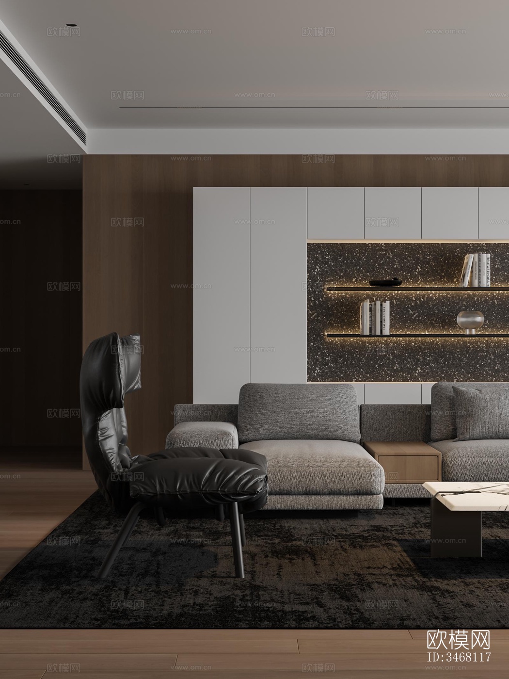 现代大平层效果图下载（渲染图11）