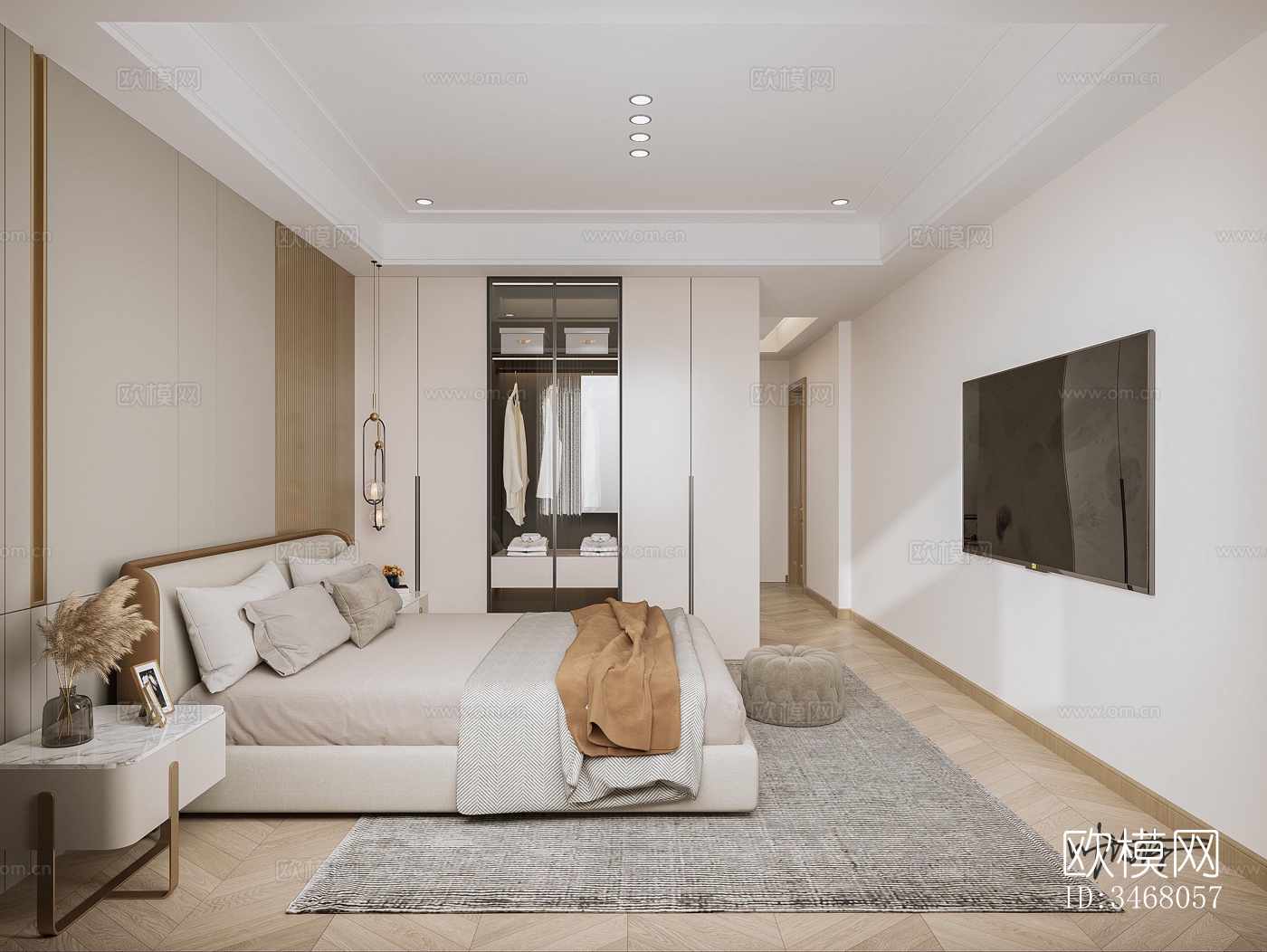 现代大平层效果图下载（渲染图3）