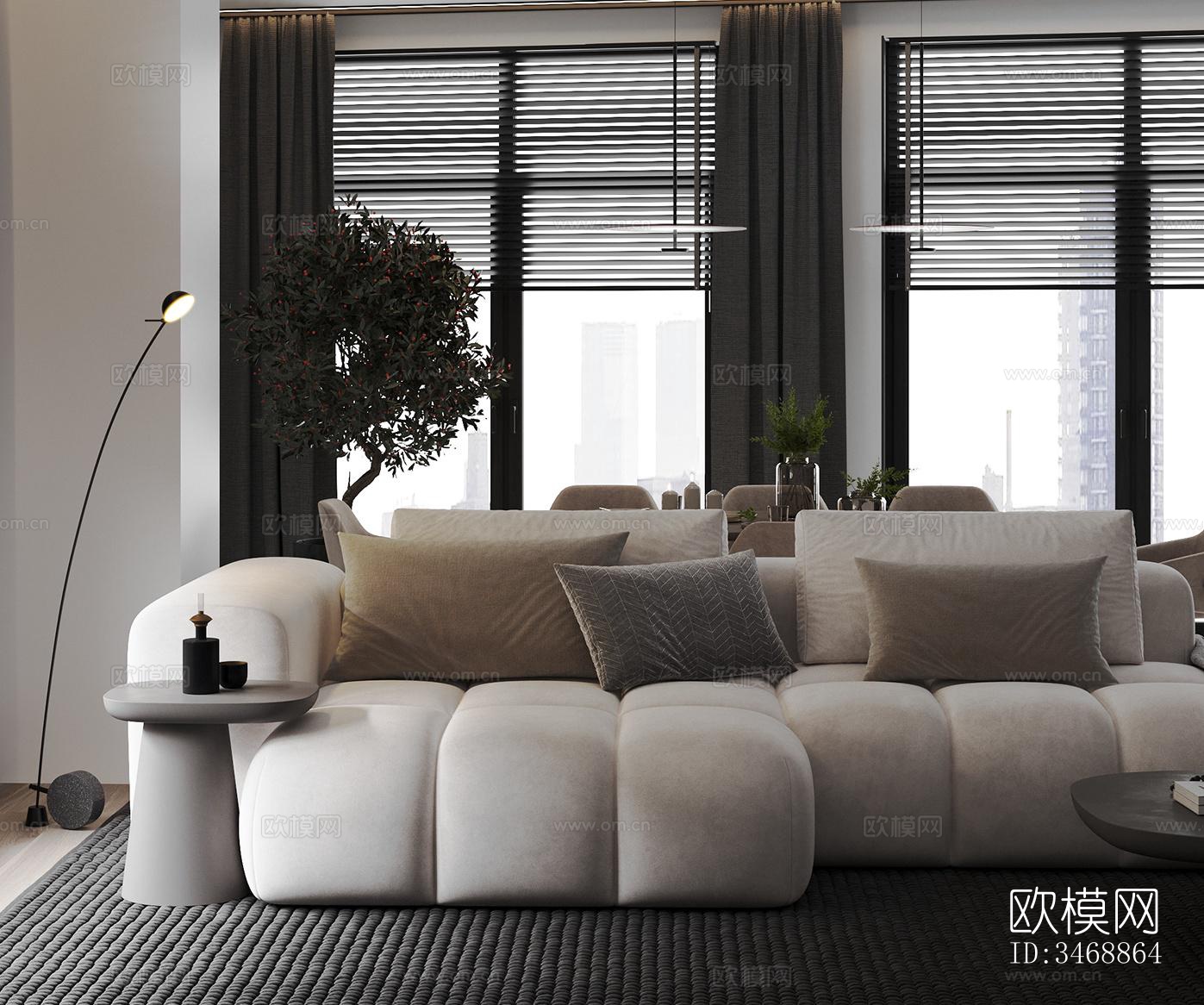 现代平层效果图下载（渲染图7）