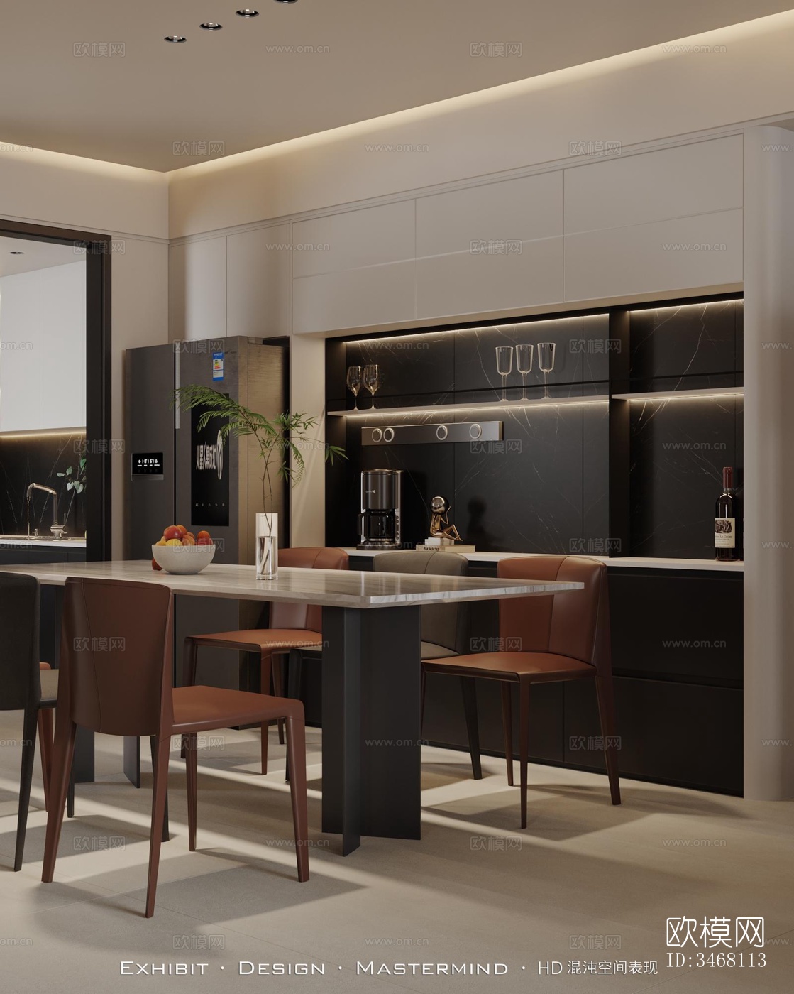 现代大平层效果图下载（渲染图3）