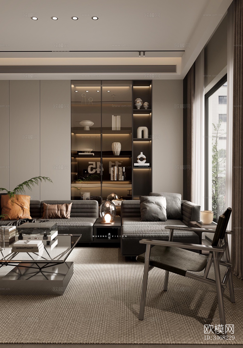 现代大平层效果图下载（渲染图3）