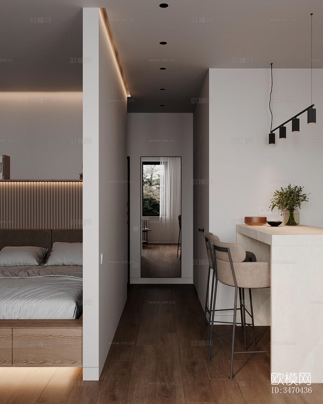 现代平层效果图下载（渲染图11）