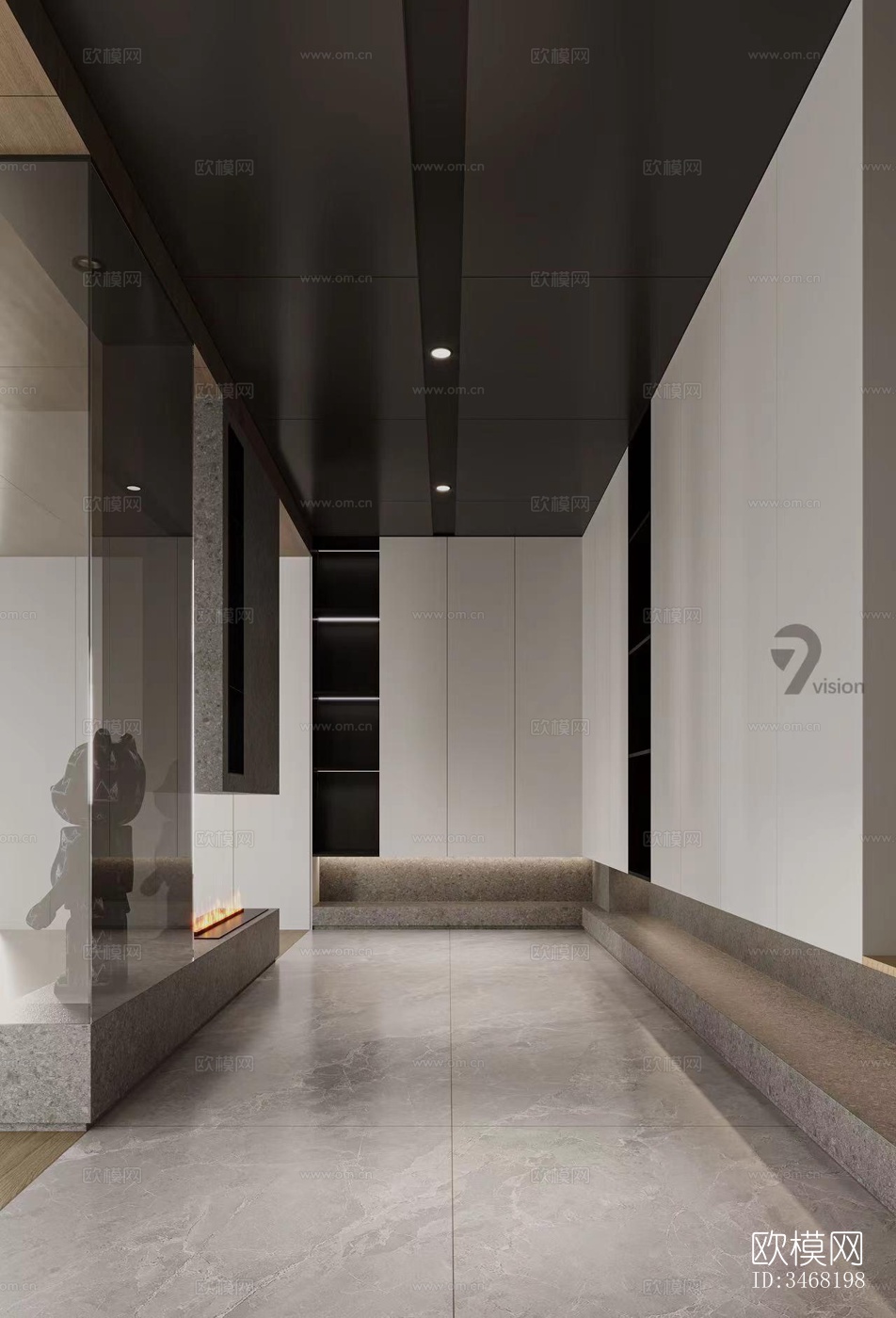 现代大平层效果图下载（渲染图12）