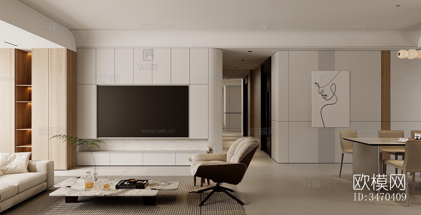 现代平层效果图下载（渲染图2）