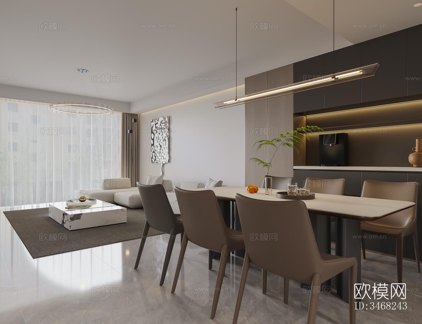 现代大平层效果图下载（渲染图8）