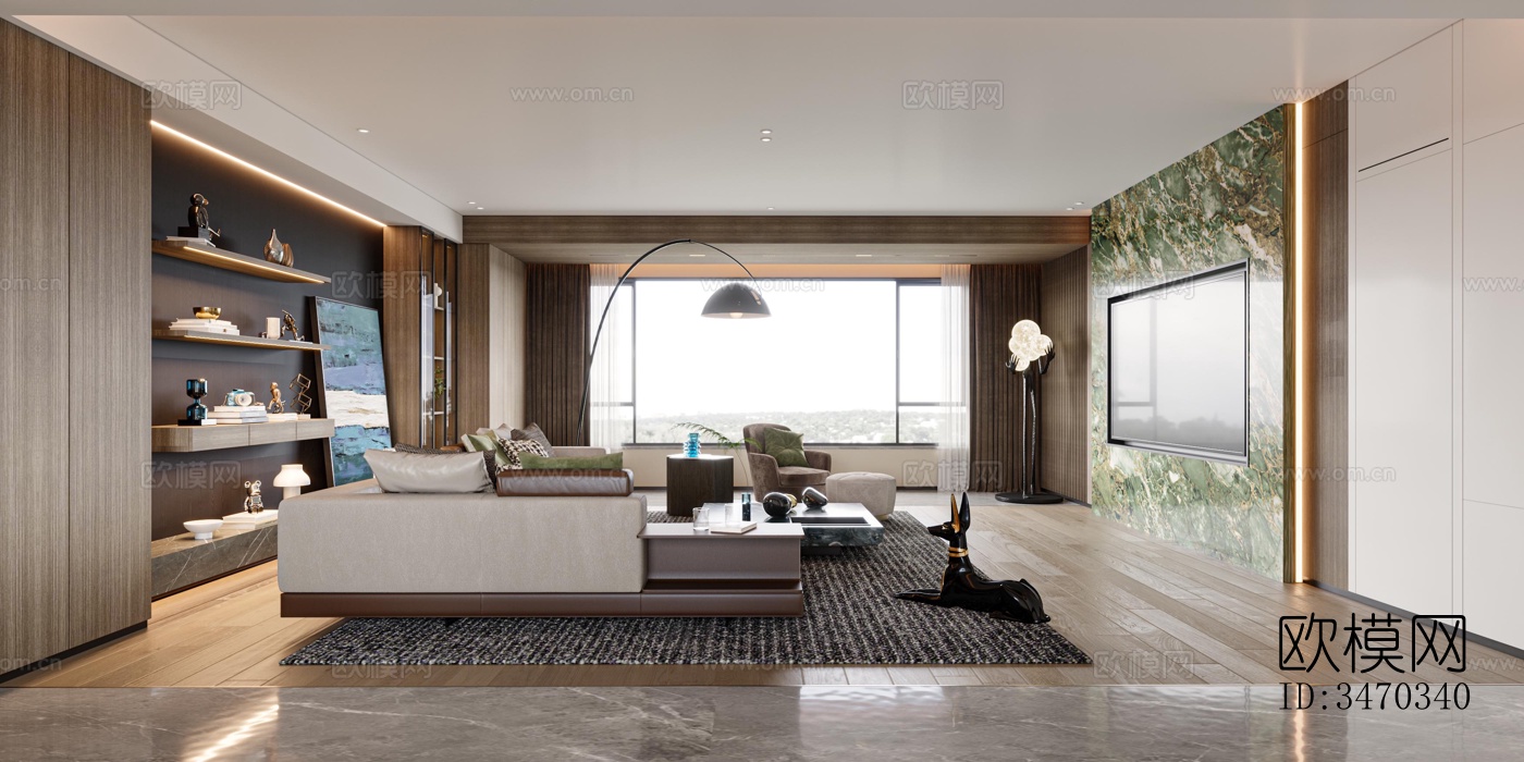 现代平层效果图下载（渲染图1）