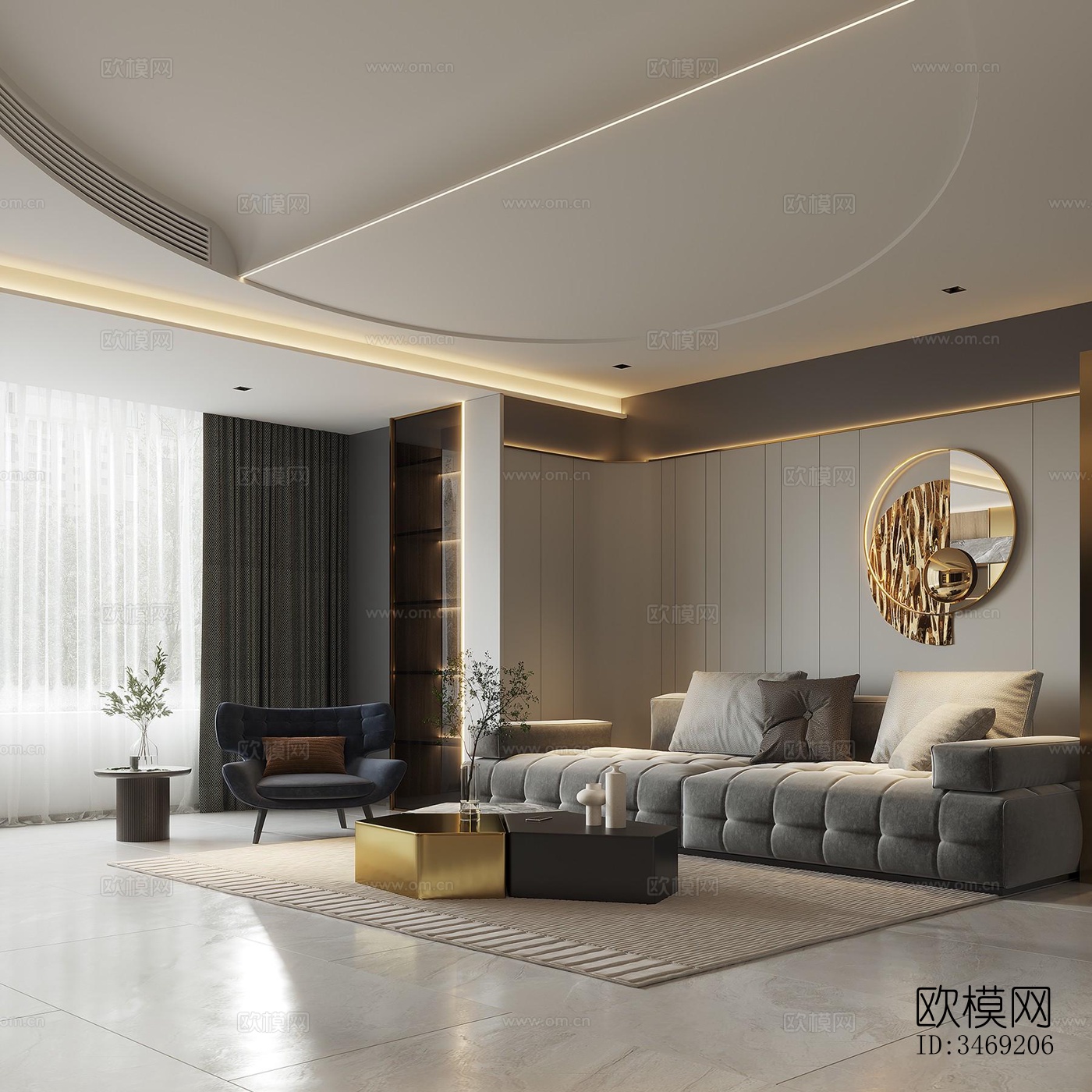 现代平层效果图下载（渲染图7）