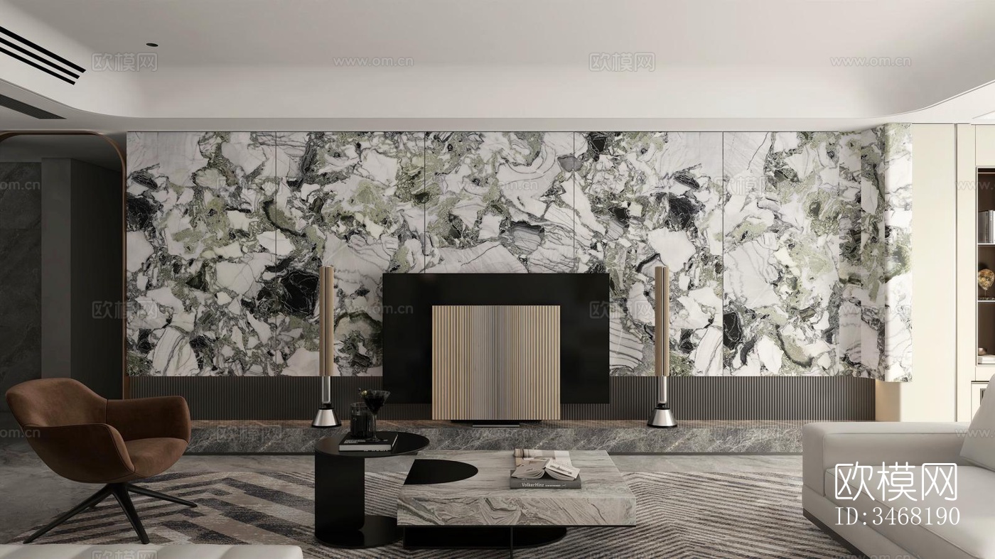 现代大平层效果图下载（渲染图15）