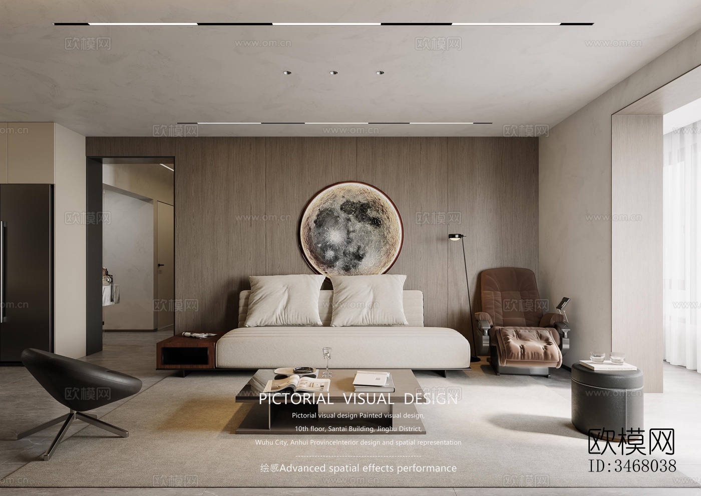 现代大平层效果图下载（渲染图16）