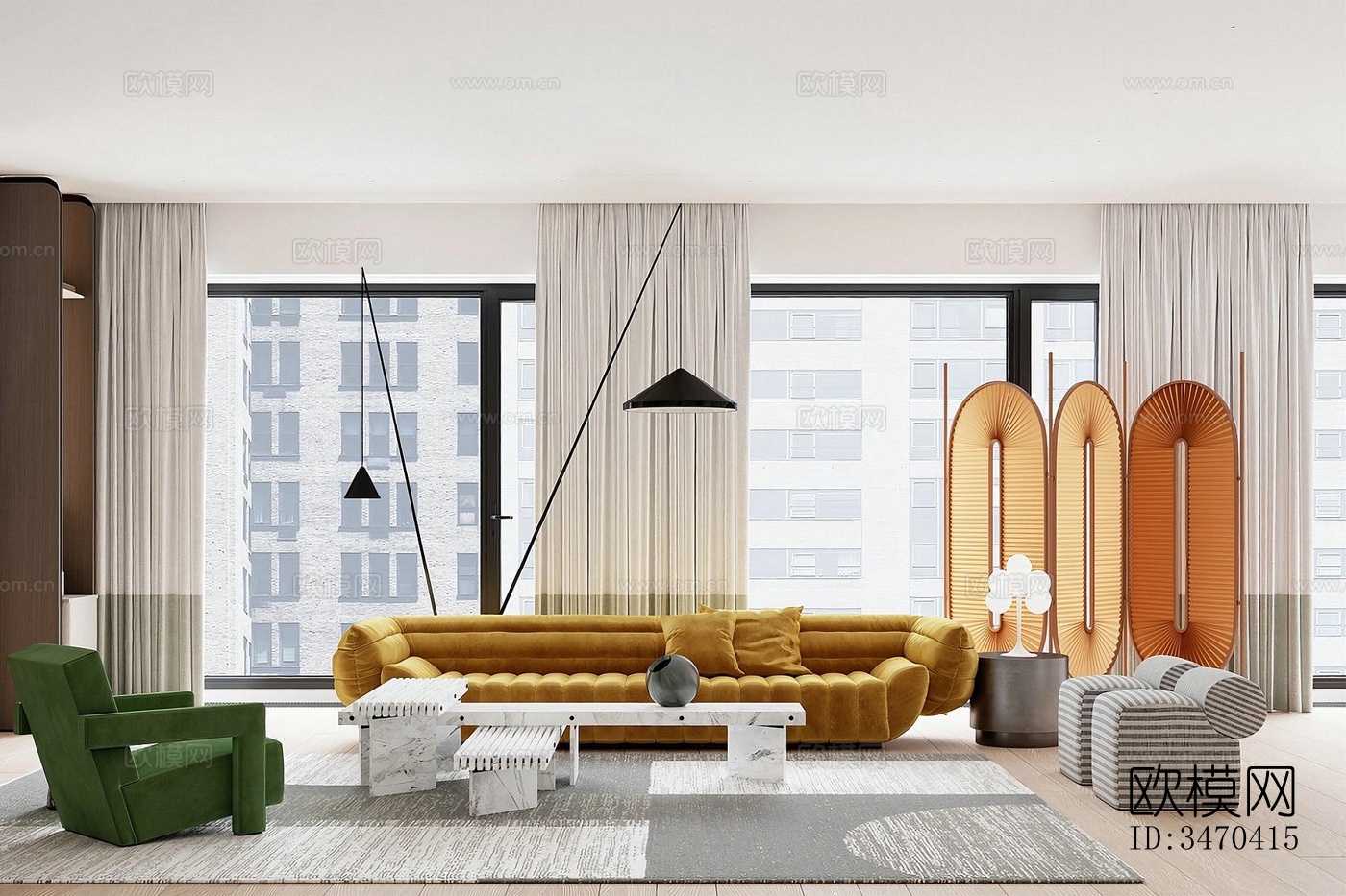 现代平层效果图下载（渲染图8）