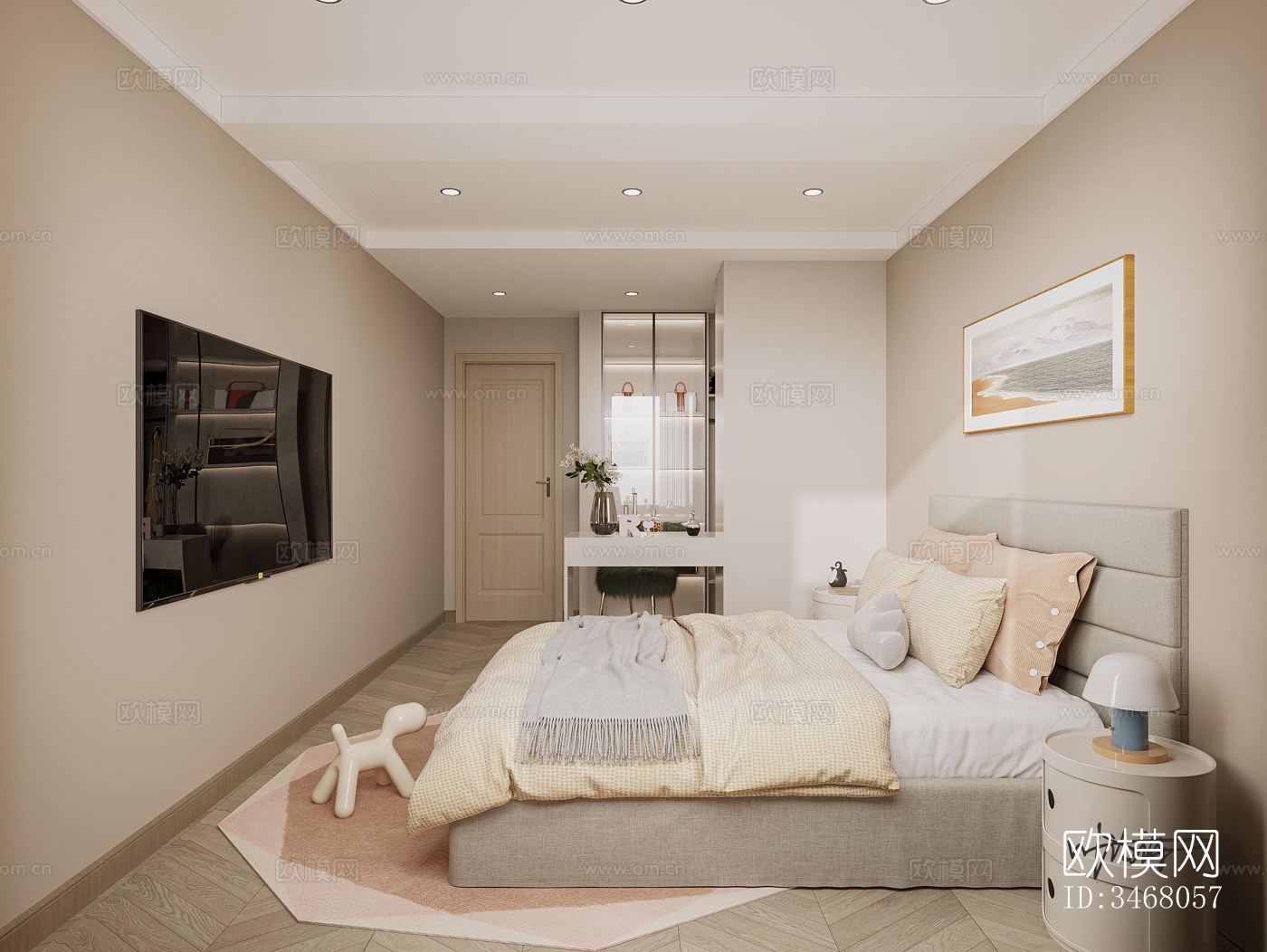 现代大平层效果图下载（渲染图8）